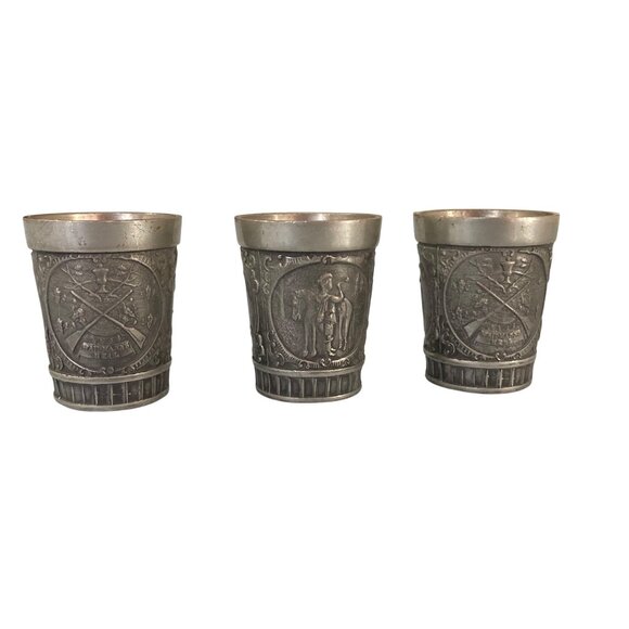 Set of 3 Grenningloh Pewter Waidmanns Heil (Hunters Hail) Shot Glasses - Picture 2 of 5